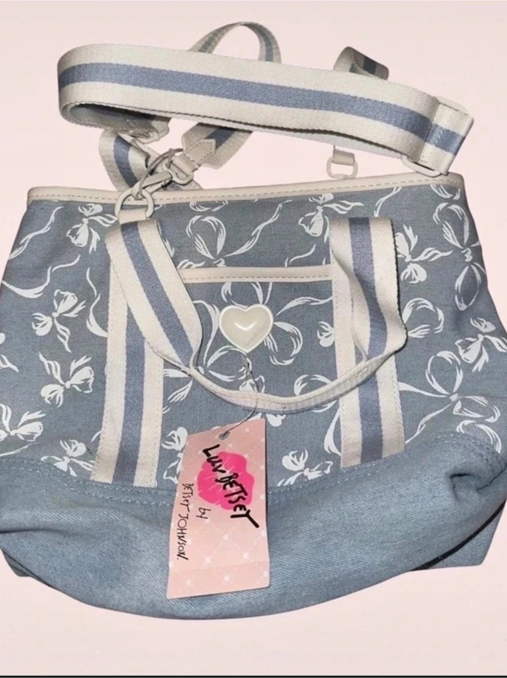 Luv Betsey by Betsey Johnson Blue Floral Convertible Backpack Tote Bag
